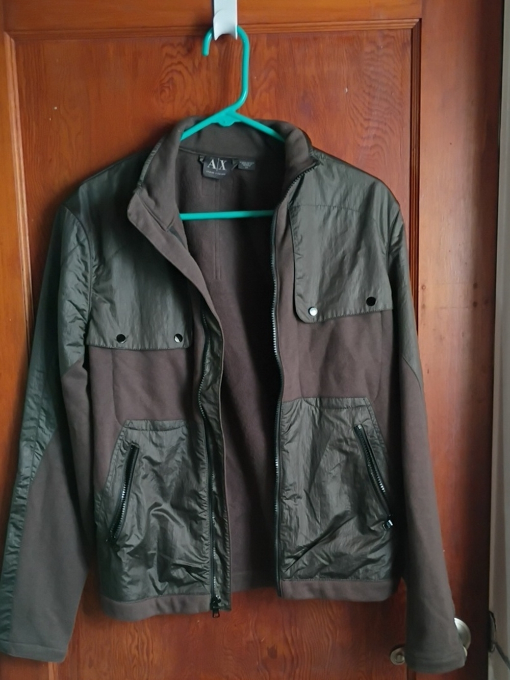 A|X Armani Exchange Charcoal Gray Mixed-Material Jacket